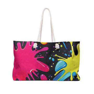 Neon Paint Splat Weekender bag | Colorful Splash Tote | Large Tote Bag
