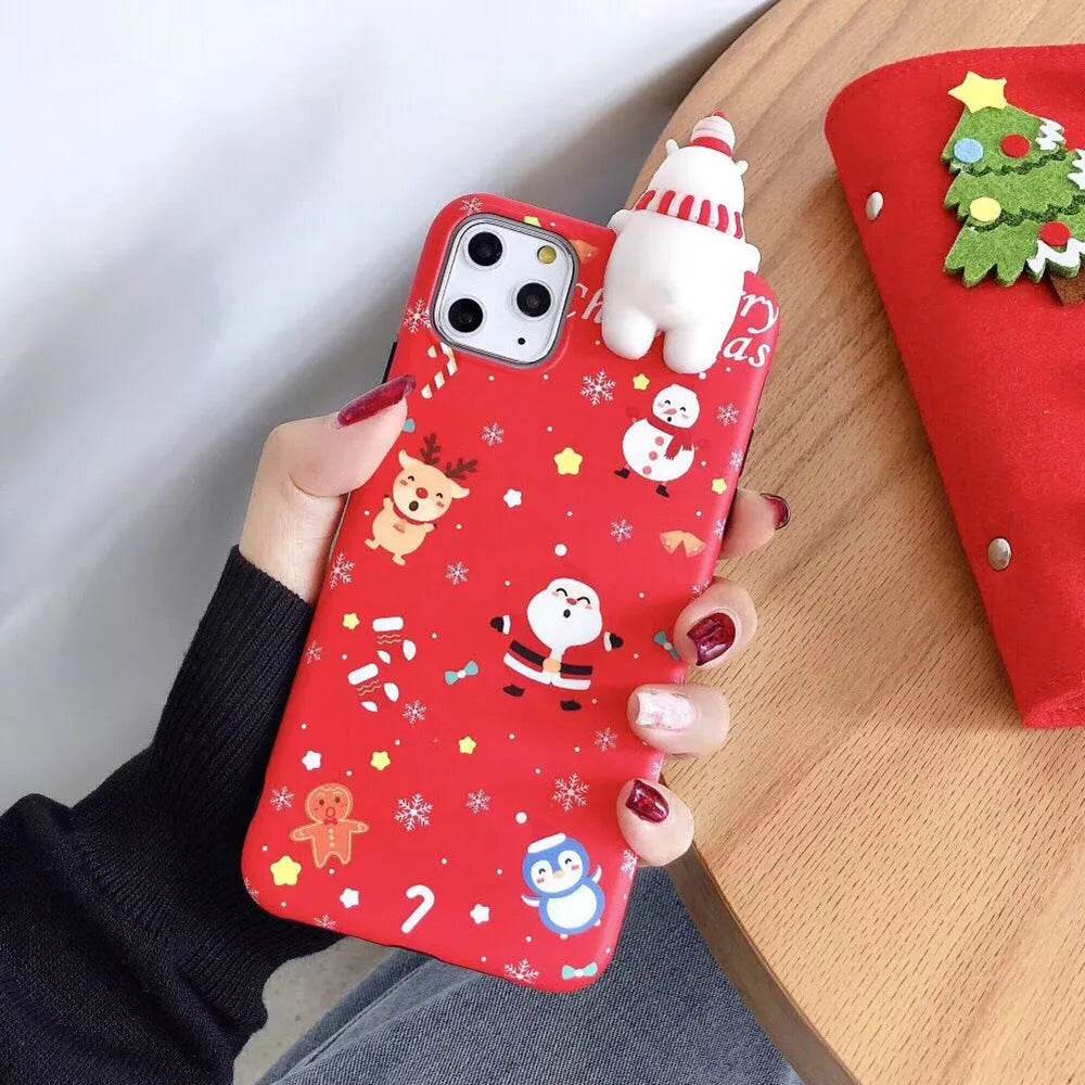 Merry Snowflakes Santa Deer Christmas-themed phone case - Velora