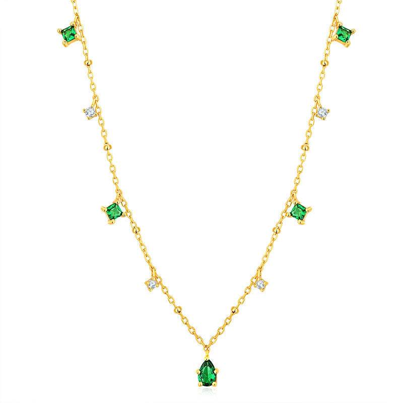Generous water drop emerald zircon necklace - Velora