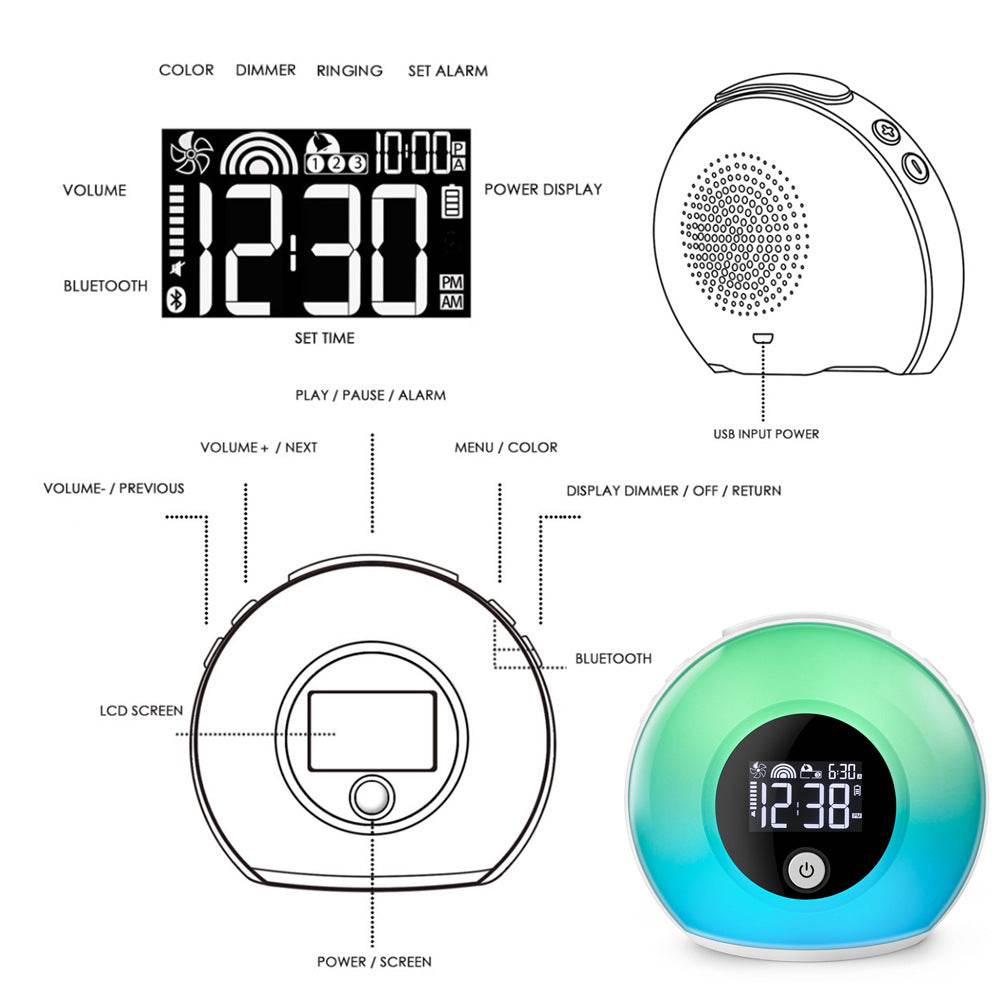Digital Music Alarm Clock - Velora