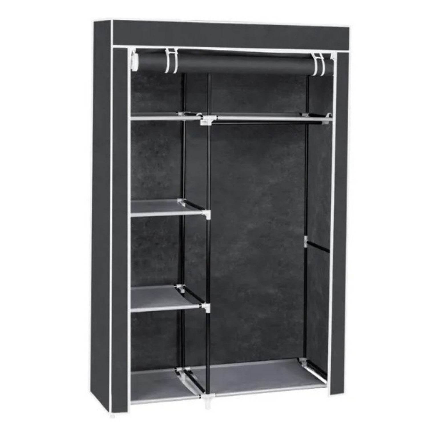 64 Portable Closet Storage Organizer Wardrobe Clothes Rack With Shelves Gray - Velora