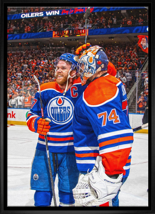 Connor McDavid 20x29 Framed Canvas Oilers With Skinner-V Frameworth Sports Marketing
