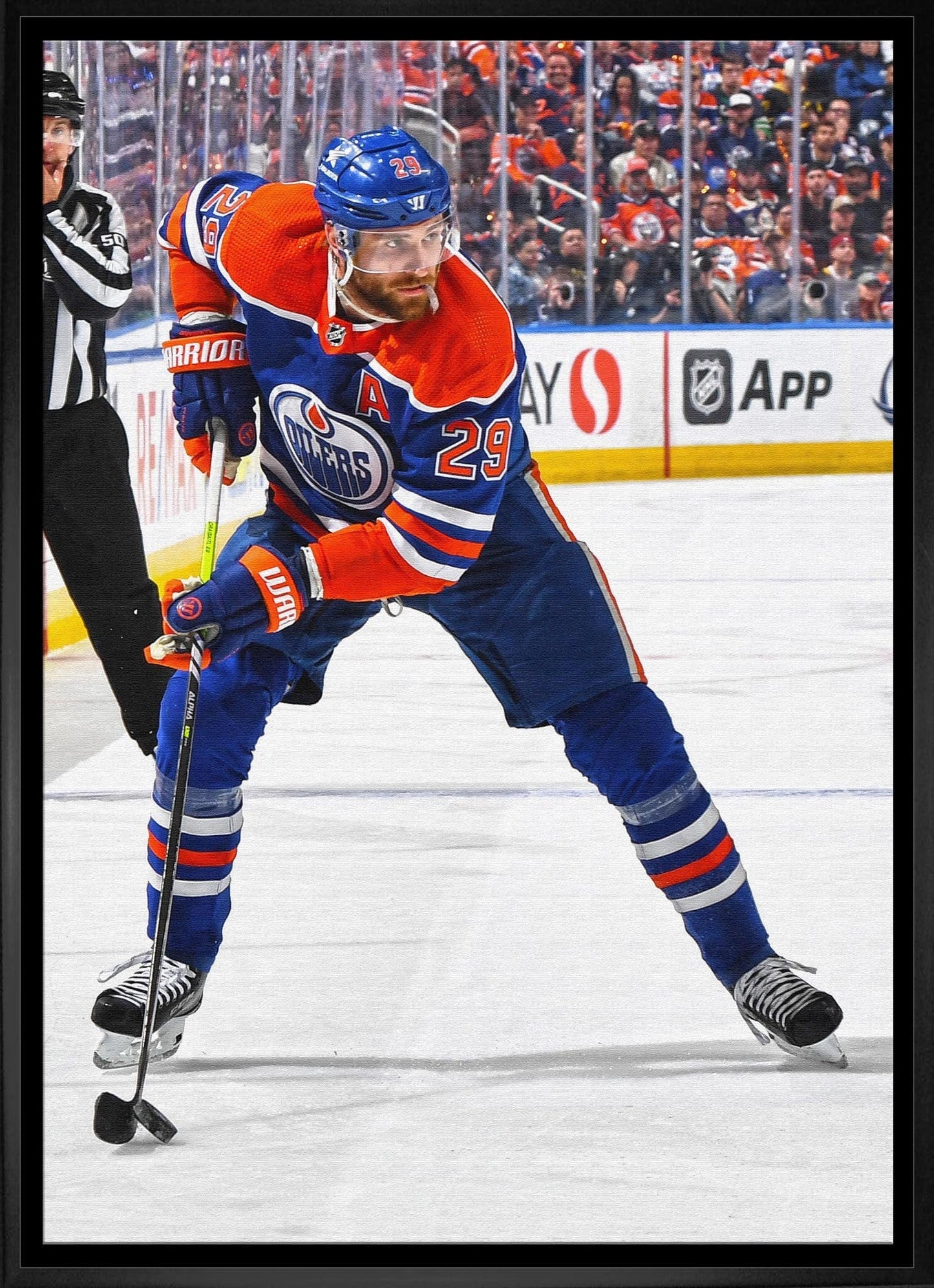 Leon Draisaitl 20x29 Framed Canvas Oilers Action-V Frameworth Sports Marketing