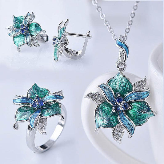 Purple Epoxy Earrings Pendant Set - Velora