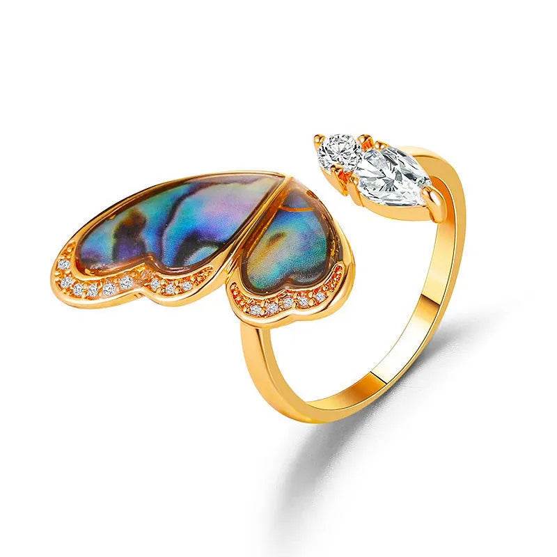 Ladies Fashion Seashell Wing Zircon Jewelry Ring for women - Velora