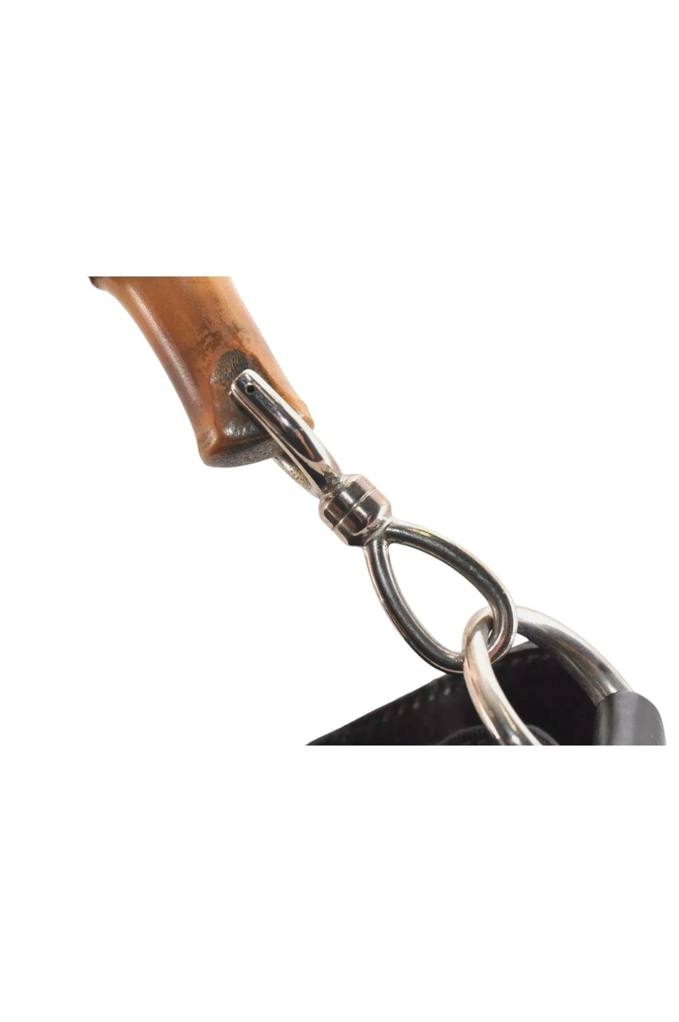 GUCCI Vintage Bamboo Shoulder Tote Bag Nylon Leather Black 7752K - Velora