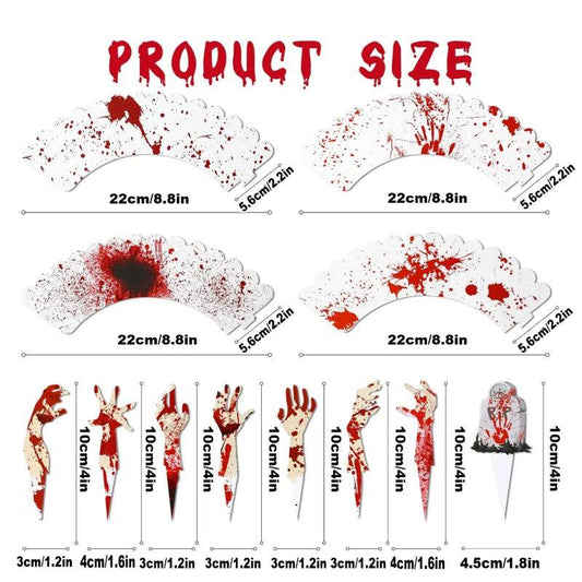 48Pcs Halloween Cupcake Toppers Wrappers Rip Kit Bloody Zombie Hand Cupcake Pick Decorations For Halloween Horror Movie Bloody Theme Birthday Party Cake Decorations Supplies - Velora