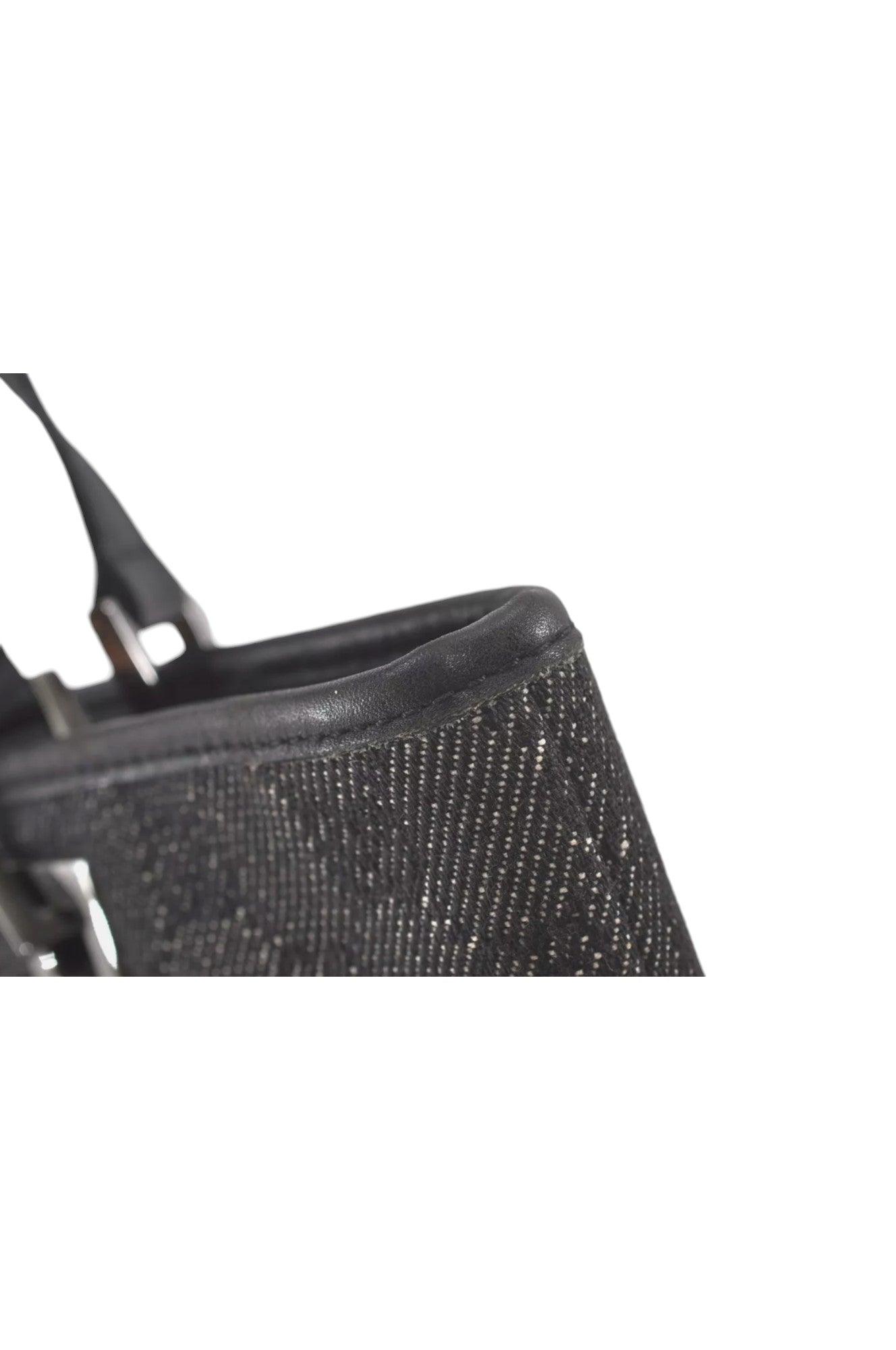 GUCCI Vintage Shoulder Tote Bag GG Canvas Leather 31244 Black 7900K - Velora