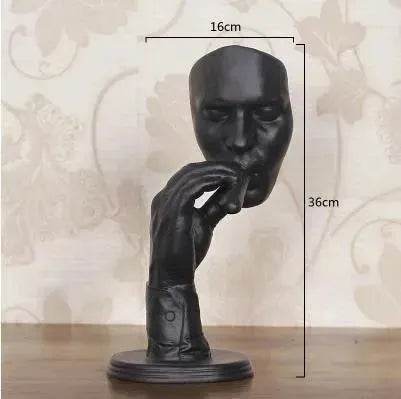 Retro Meditators Abstract Sculpture Man Smoking Cigar Face Statue. - Velora