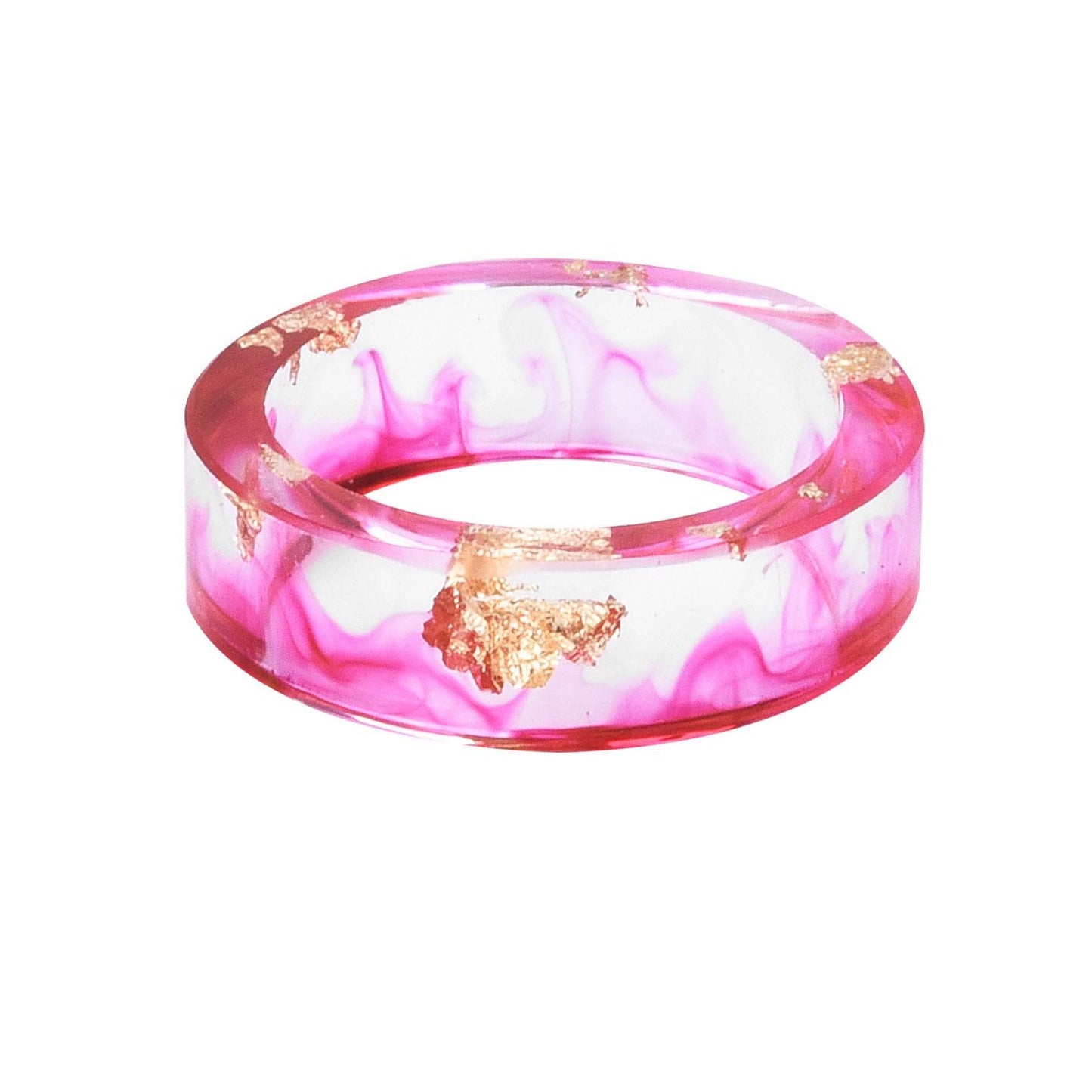 New dried flower resin ring Sen Xiao small handmade flower gold foil color Epoxy ring - Velora