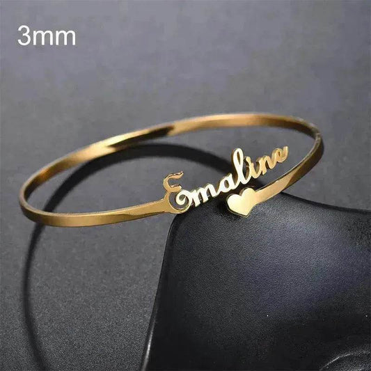 Customized Name Bracelet Personalized Custom Bangles Stainless Steel Jewelry - Velora