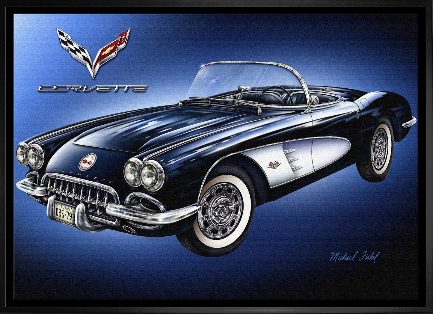 Corvette 20x29 Framed Canvas by Michael Fishel Frameworth Sports Marketing