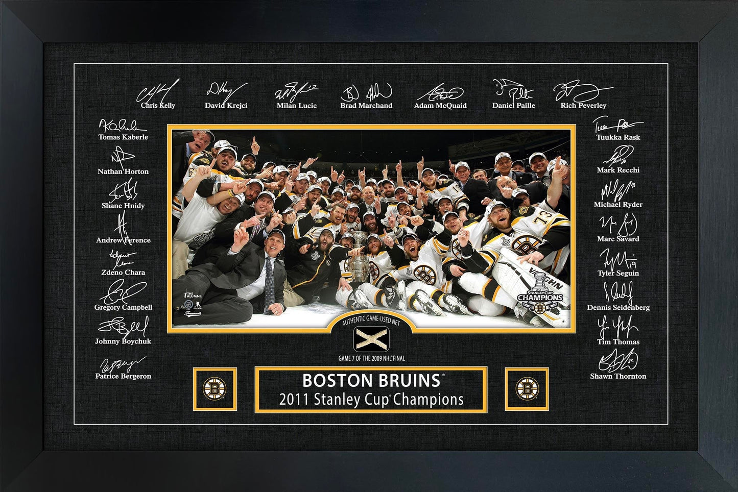 Boston Bruins 2011 Stanley Cup Replica Signature Frame with Game-Used Net Frameworth Sports Marketing