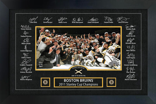 Boston Bruins 2011 Stanley Cup Replica Signature Frame with Game-Used Net Frameworth Sports Marketing