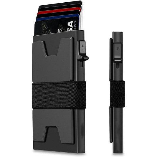 Men's Metal RFID Anti-magnetic Aluminum Alloy Elastic Band Wallet Card Holder - Velora
