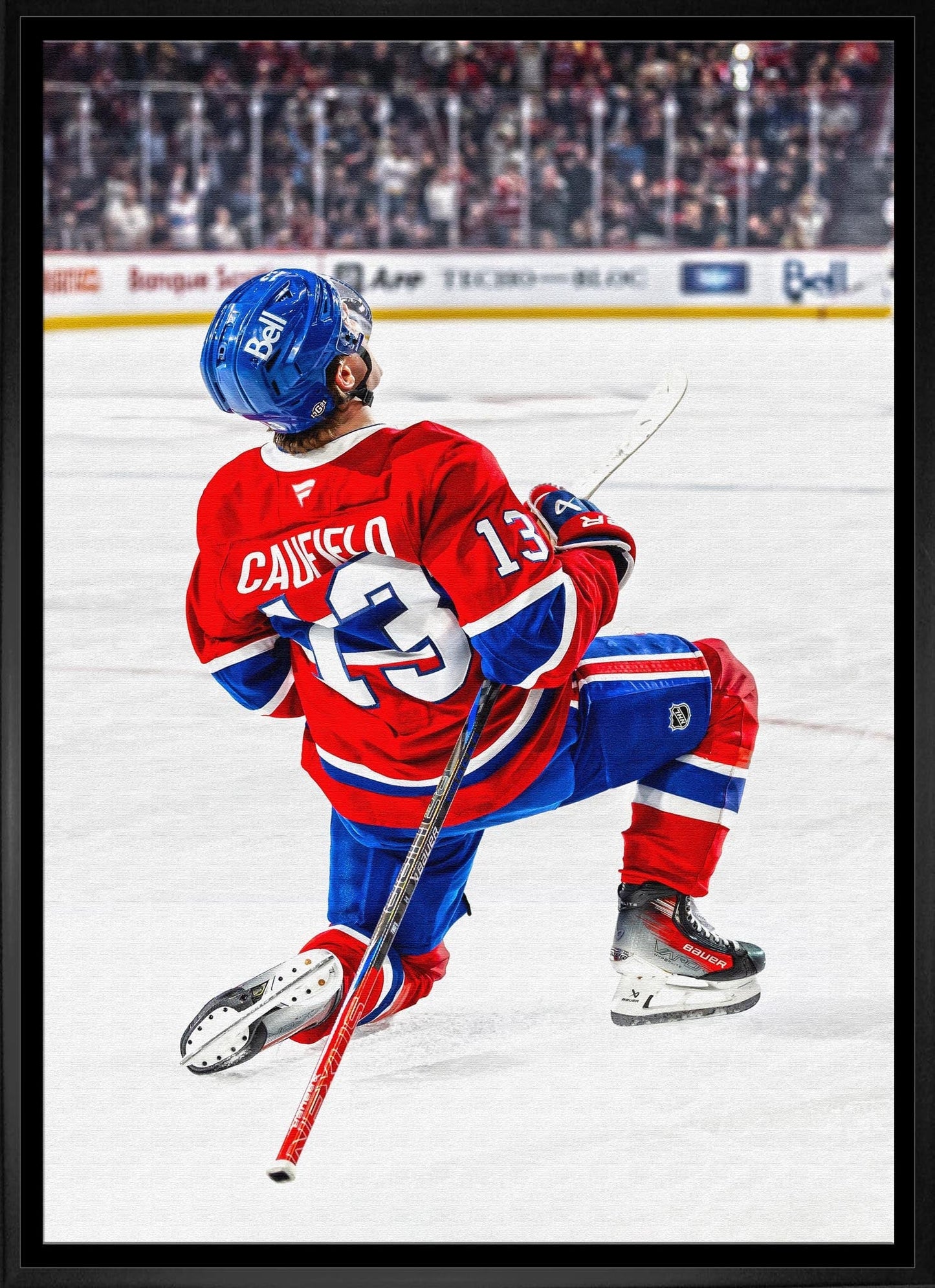 Cole Caufield 20x29 Unsigned Framed Canvas Canadiens Celebration Frameworth Sports Marketing