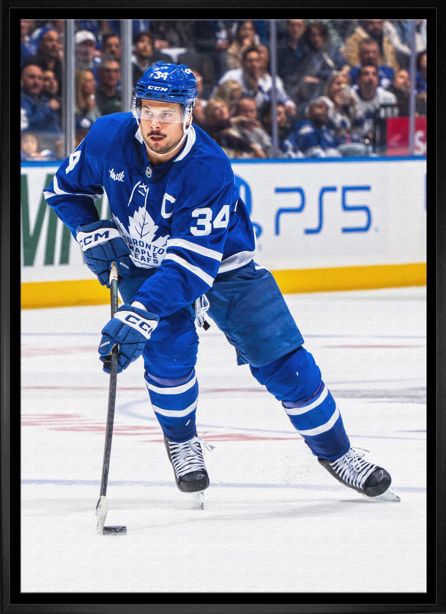 Auston Matthews 20x29 Unsigned Framed Canvas Maple Leafs Action-V Frameworth Sports Marketing