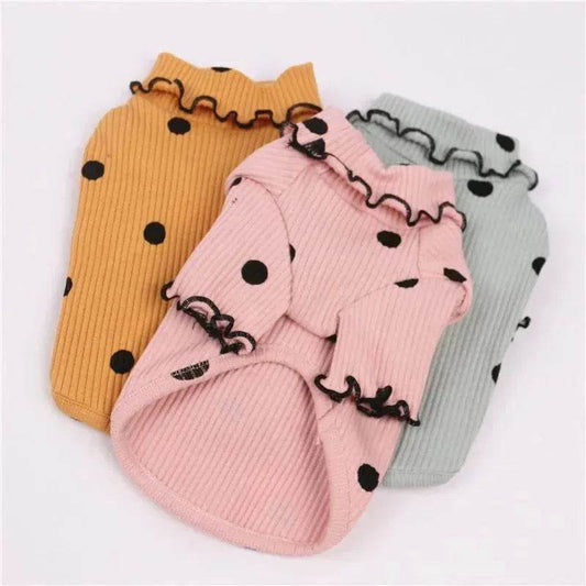 Fleece Turtleneck Shirt for Pets Dog Cat apparels for Fall and Winter - Velora