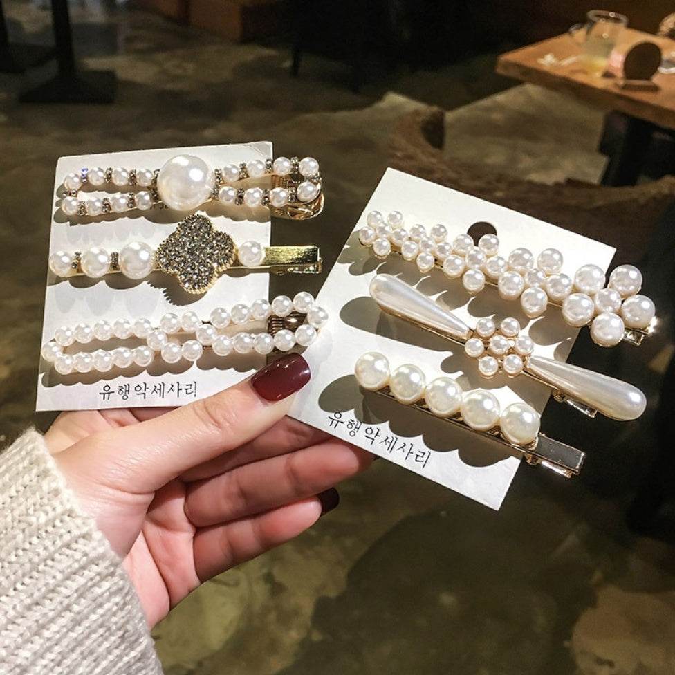 Elegant Pearl Bling Hair Clip - Velora