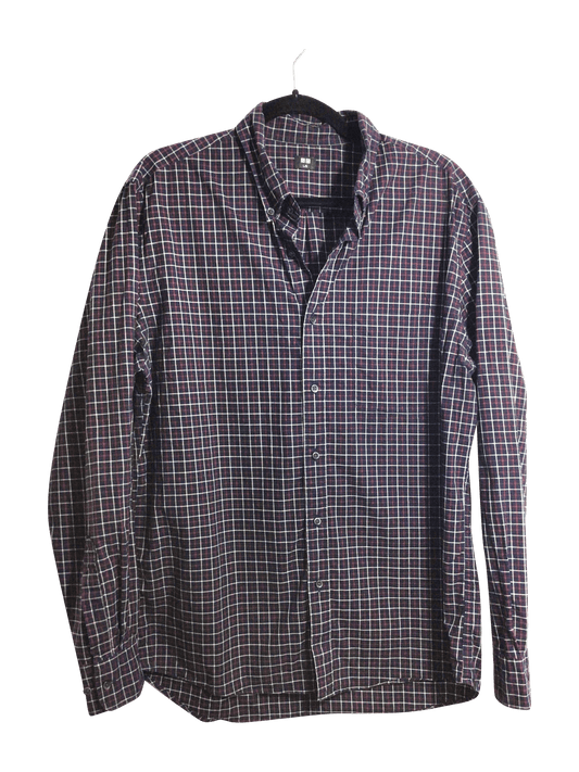 UNIQLO Men Button Down Tops Regular fit in Blue - L - Velora