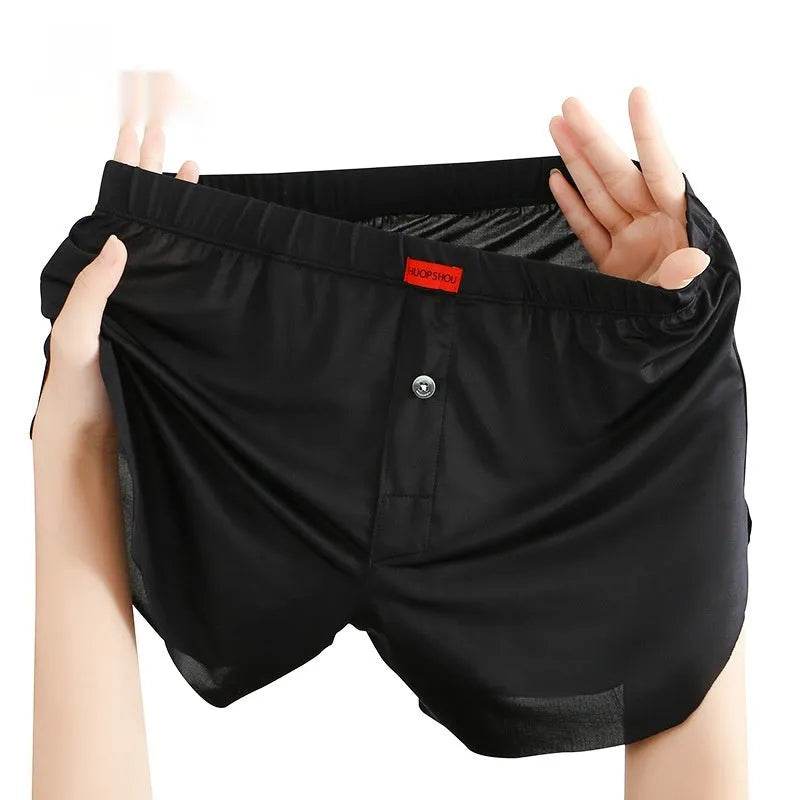 Men's Underwear Solid Color Loose Breathable Ice Silk Boxers