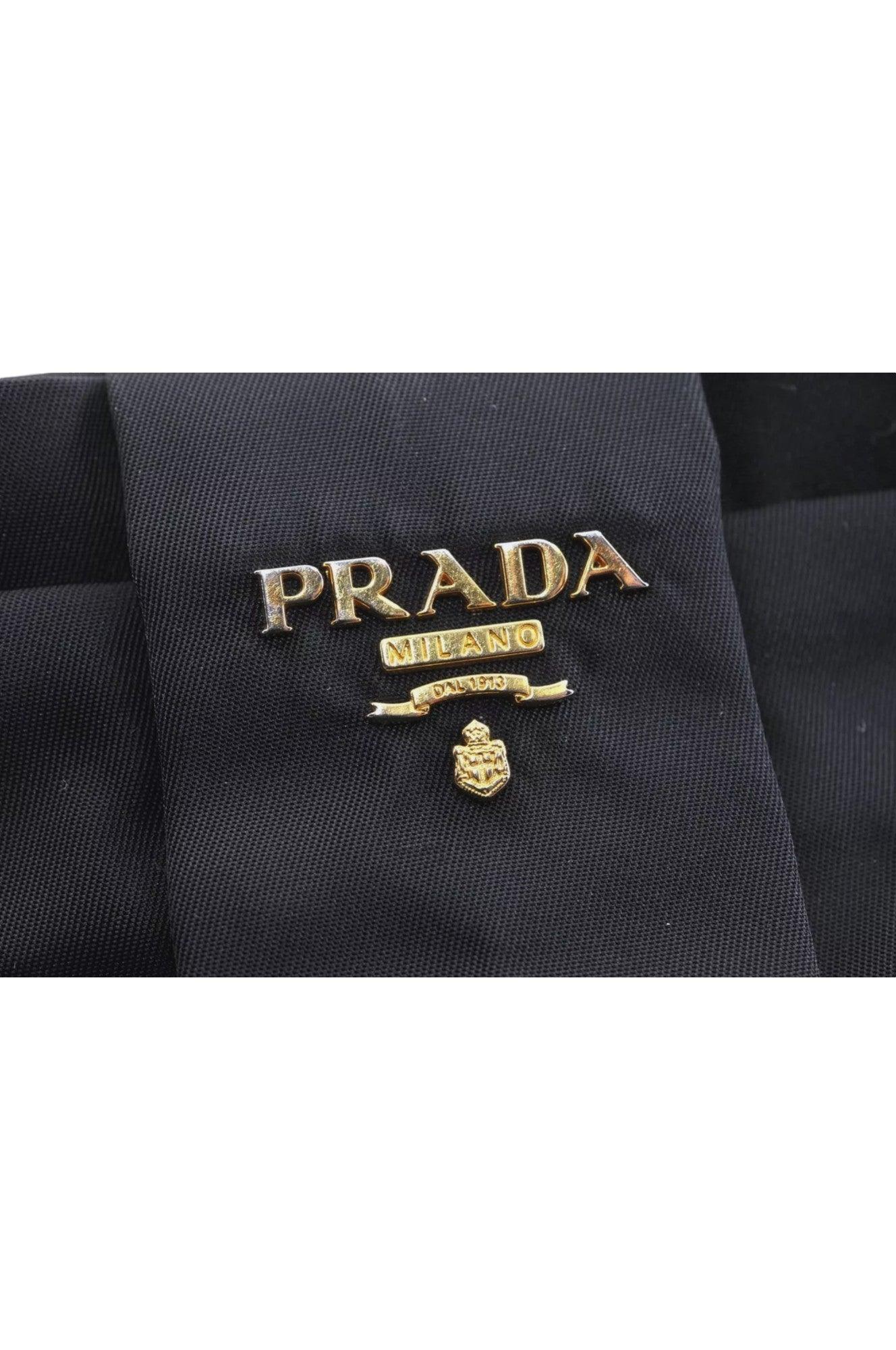 PRADA Tessuto Fiocco Ribbon Nylon Leather Hand Tote Bag Black 7620K - Velora