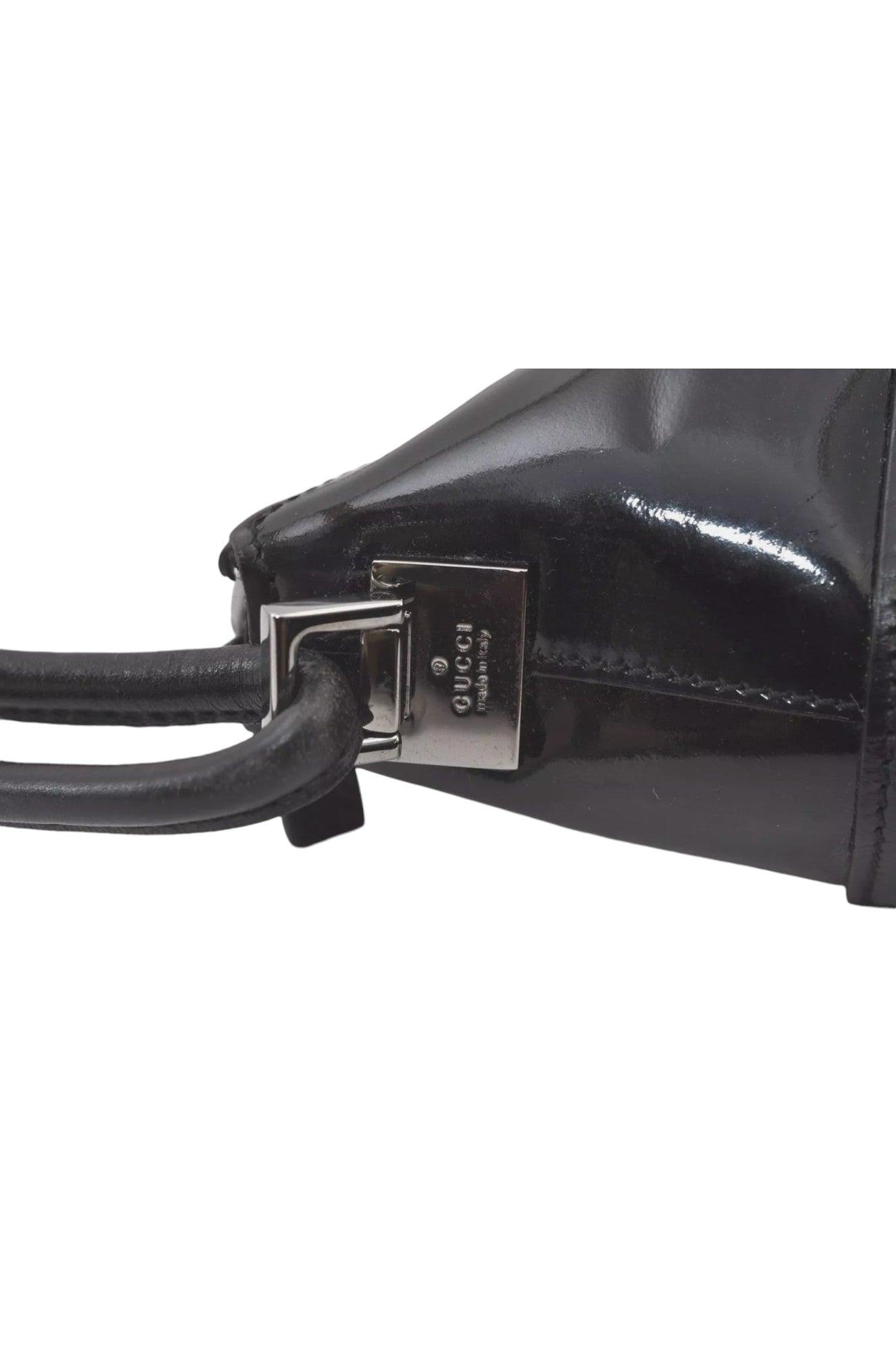 GUCCI Shoulder Hand Bag Purse Enamel Leather 0013766 Black 7891K - Velora