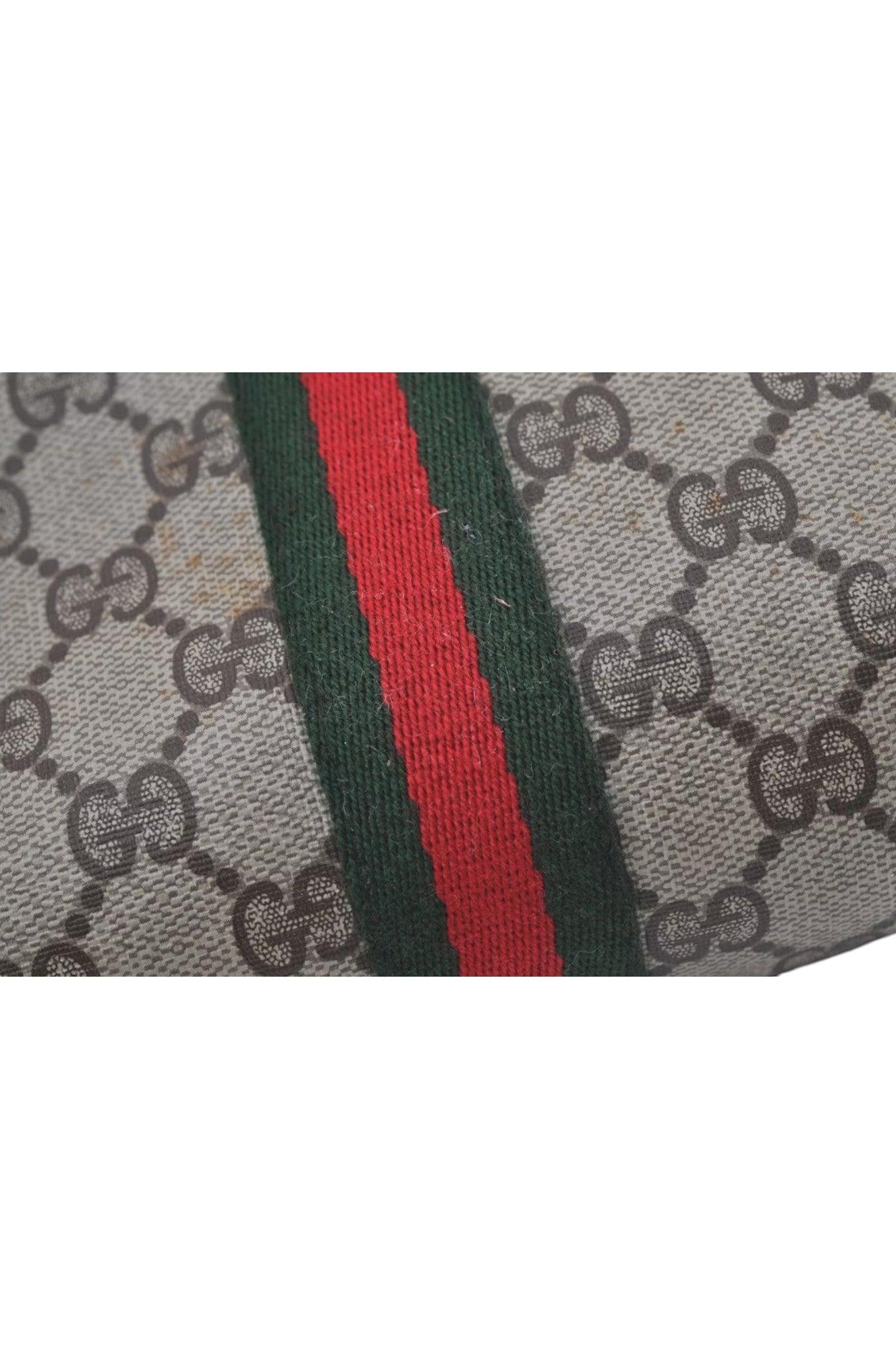 GUCCI Web Sherry Line Clutch Hand Bag Purse GG PVC Leather Brown 8044K - Velora