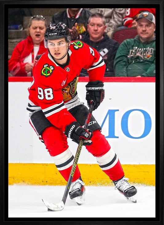 Connor Bedard 20x29 Framed Canvas Chicago Blackhawks Frameworth Sports Marketing