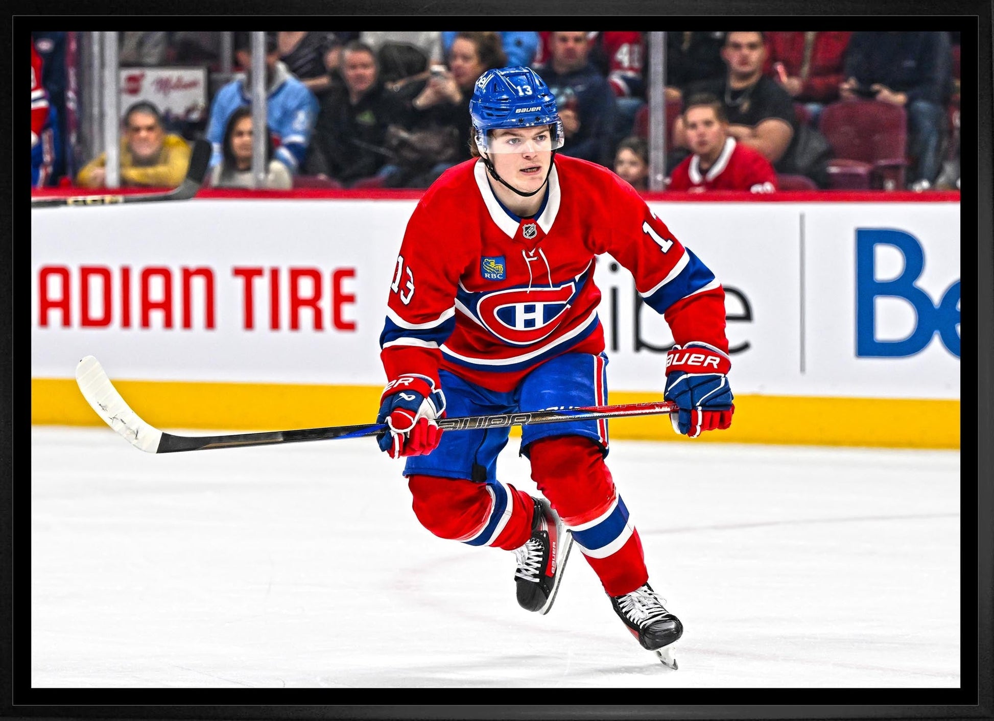 Cole Caufield 20x29 Framed Canvas Montreal Canadiens Frameworth Sports Marketing