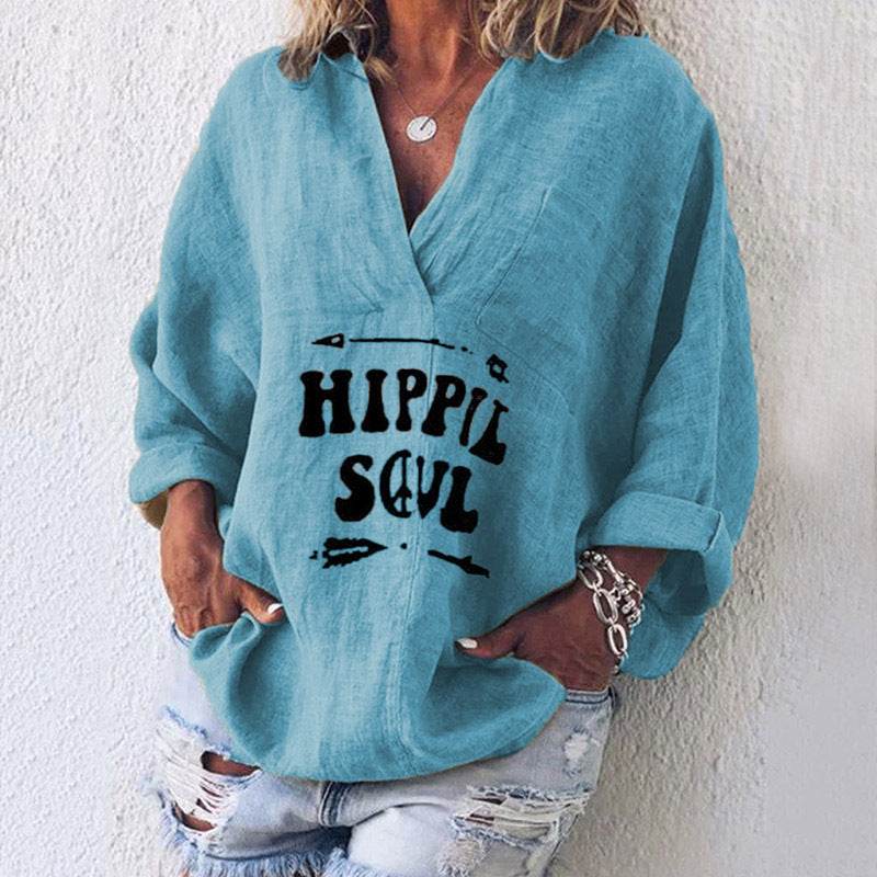 Casual Summer Cotton blend pocket women blouse top - Velora