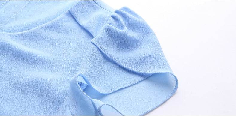 New Spring Summer Women Chiffon Loose Blouse top O-Neck Short sleeve Plus size - Velora