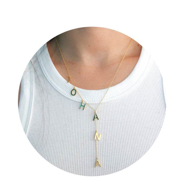 Lariat Y Name Necklace Lariat Name Necklace Dainty Name Necklace Bubble Letters Necklace For Women - Velora