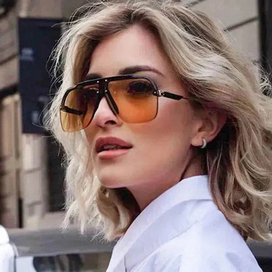 Premium Rimless Oversized Aviator Sunglasses for Women, PC Lens UV Protection Women’s Shade - Velora