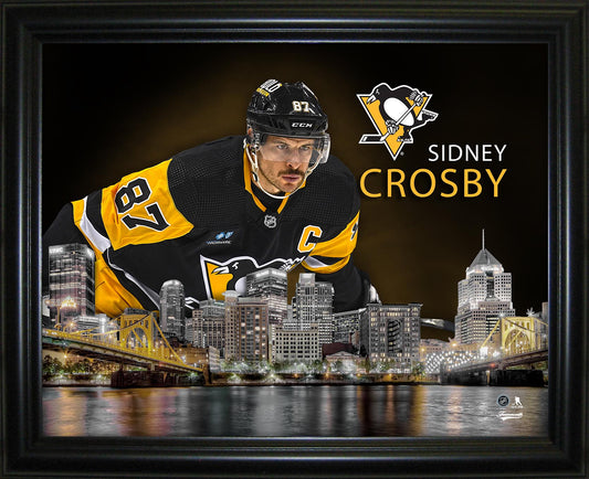 Sidney Crosby 16x20 Framed Skyline Print Penguins - Velora