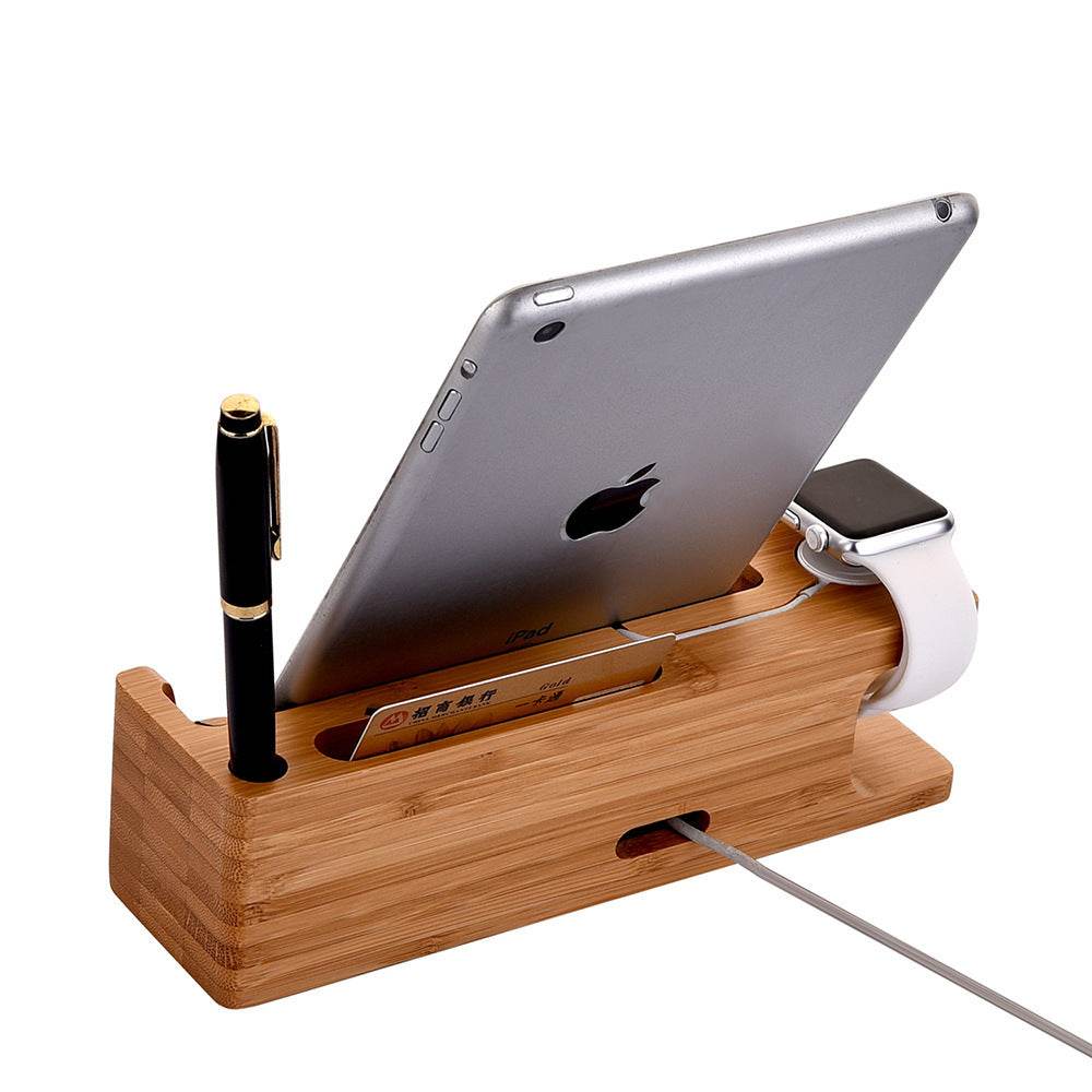Wooden Table Desktop Dual Phone Holder - Velora