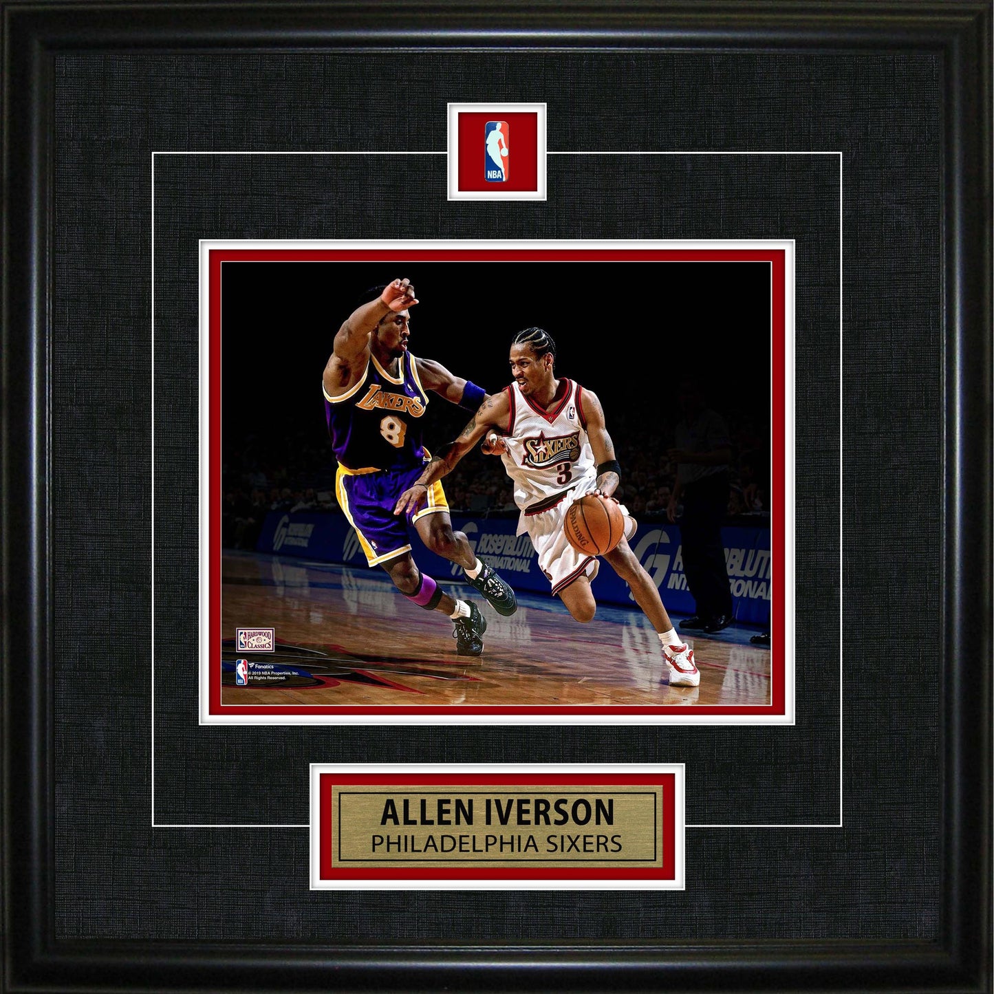 Allen Iverson Framed Pin & Plate Sixers