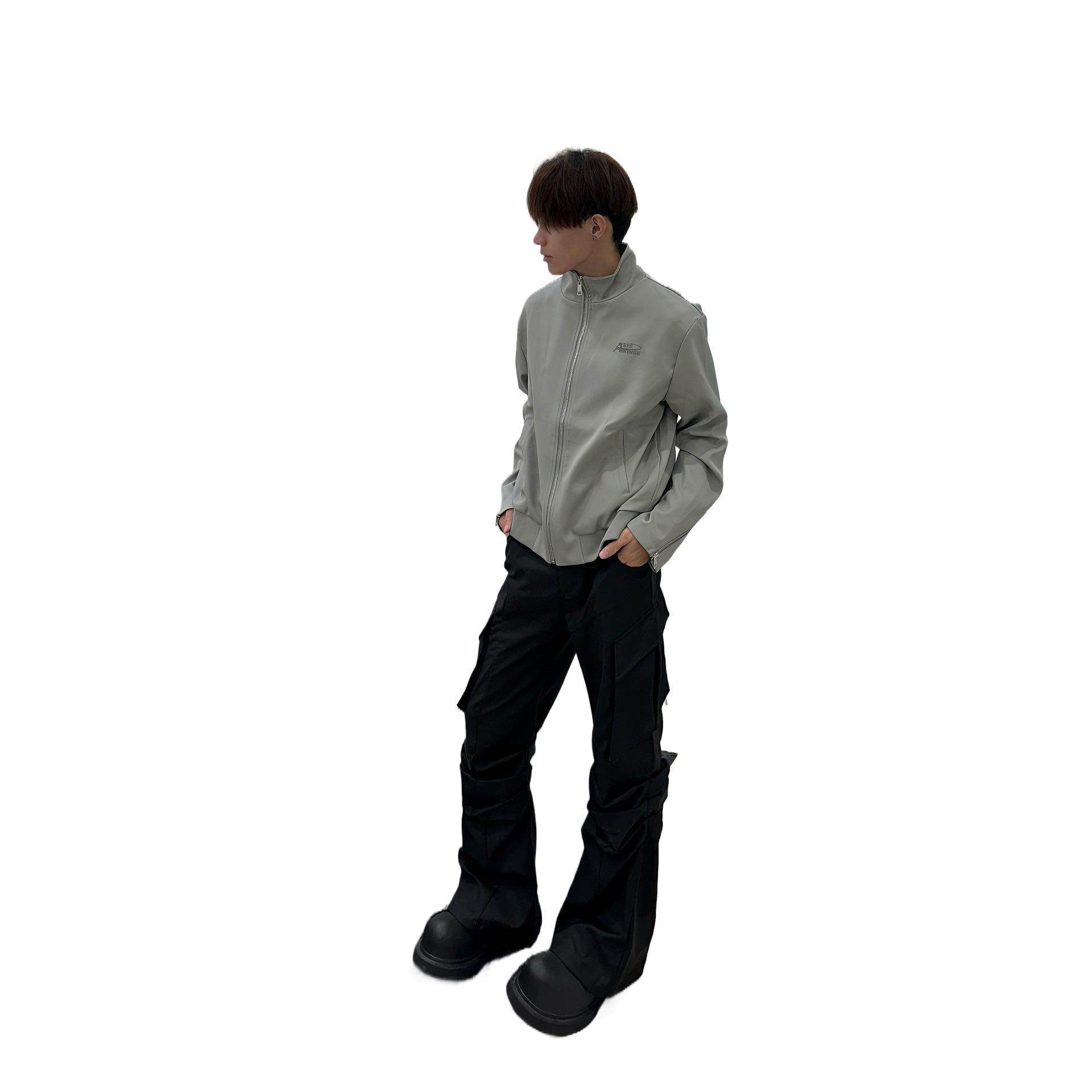 Large Pocket Pleated Black Y2K Cargo Pants Men - Velora