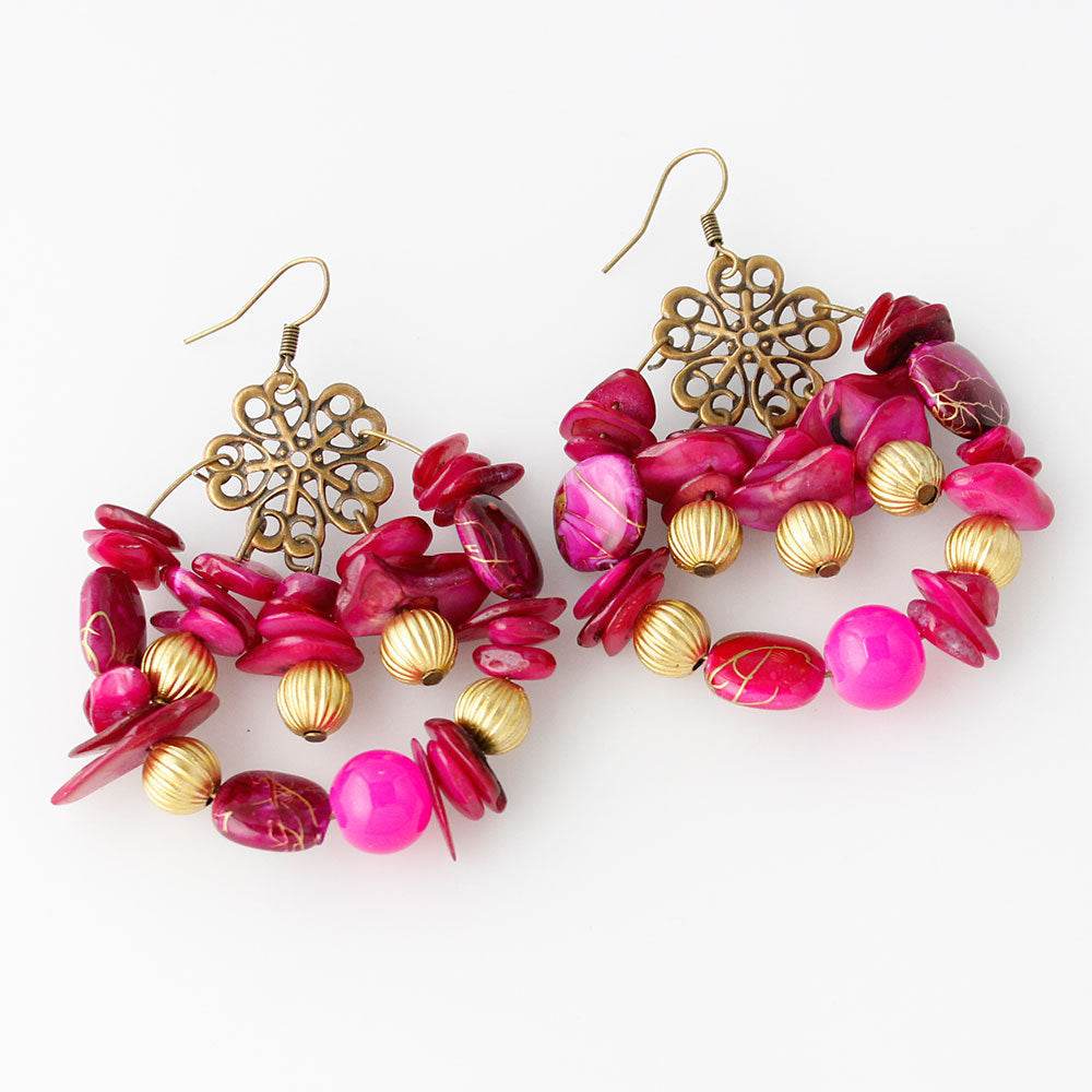 Bohemian style handmade beaded colorful Earrings - Velora