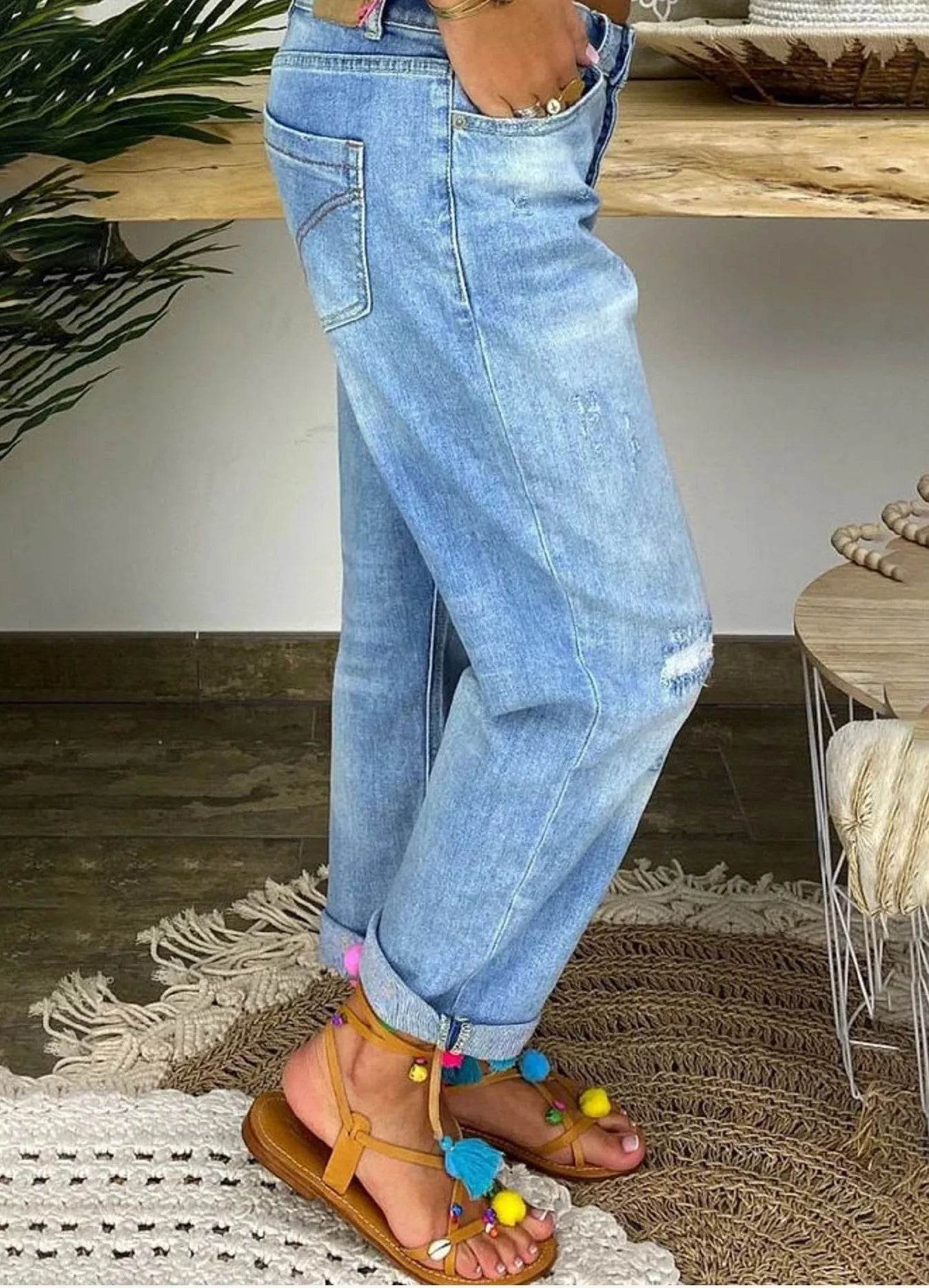 Jeans High-waisted Jeans Summer Jeans Loose Slim Jeans Straight Daddy Pants - Velora