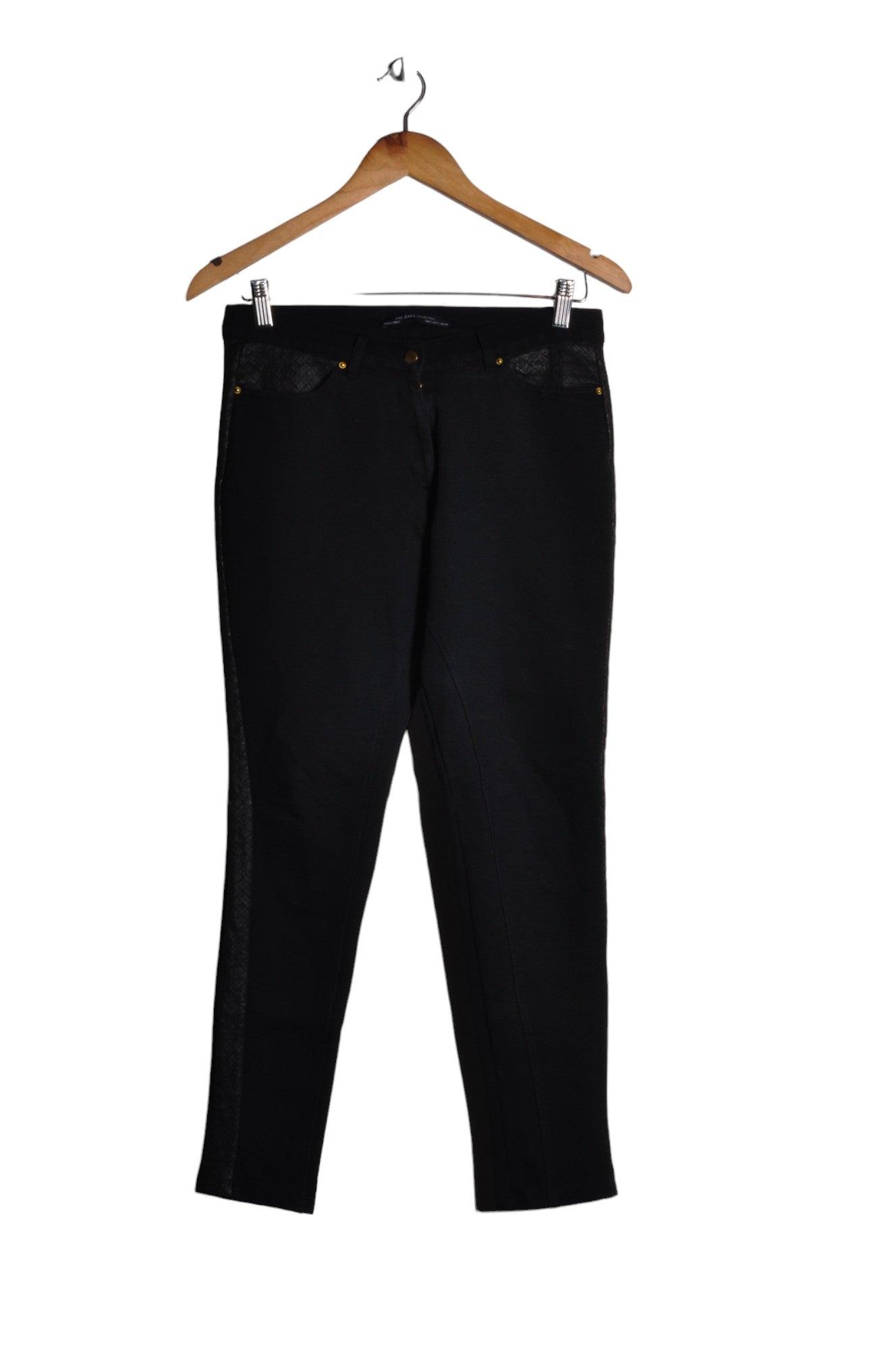 ZARA Women Work Pants Regular fit in Black - S - Velora