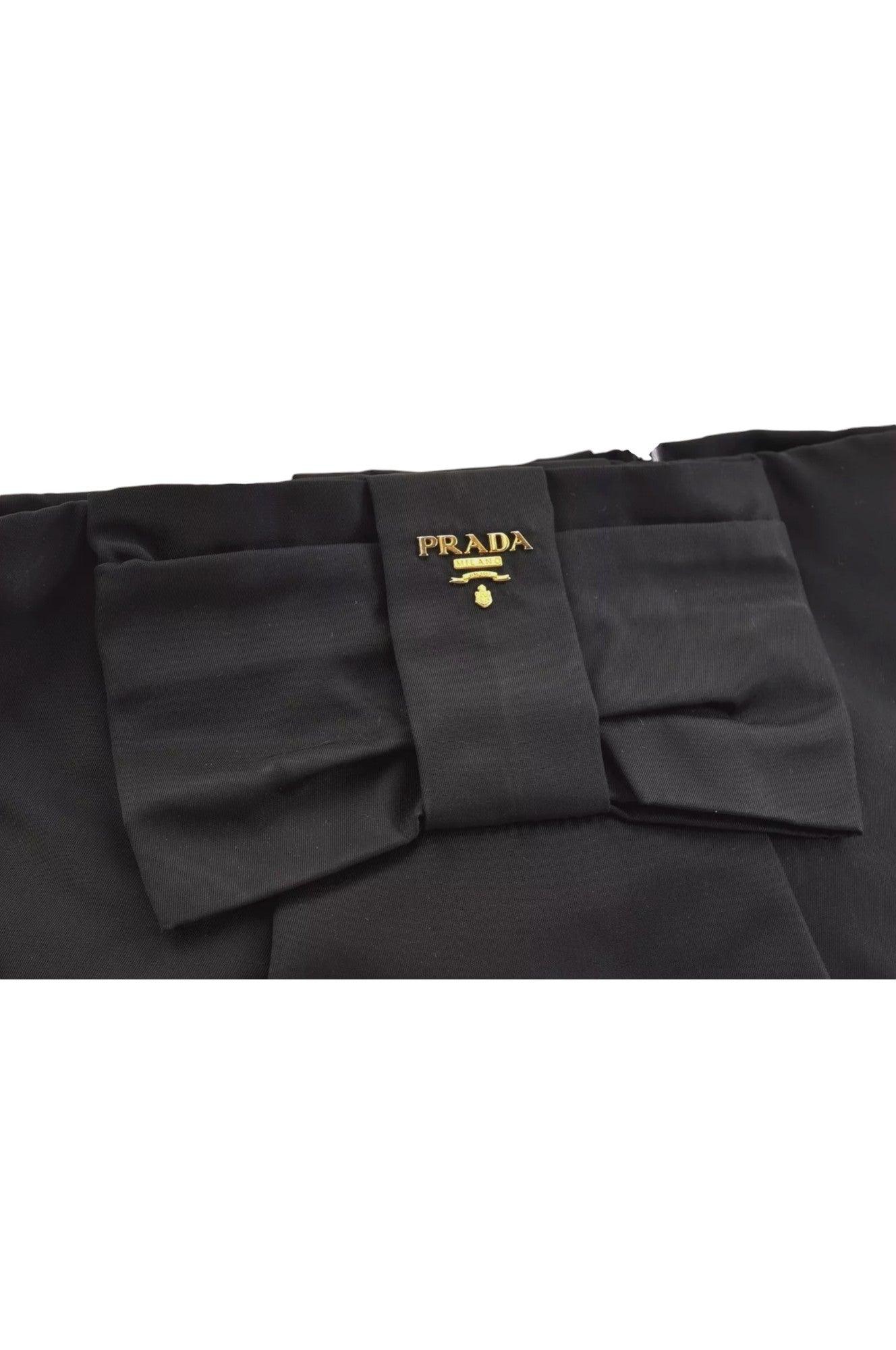 PRADA Tessuto Fiocco Ribbon Nylon Leather Hand Tote Bag Black 7620K - Velora