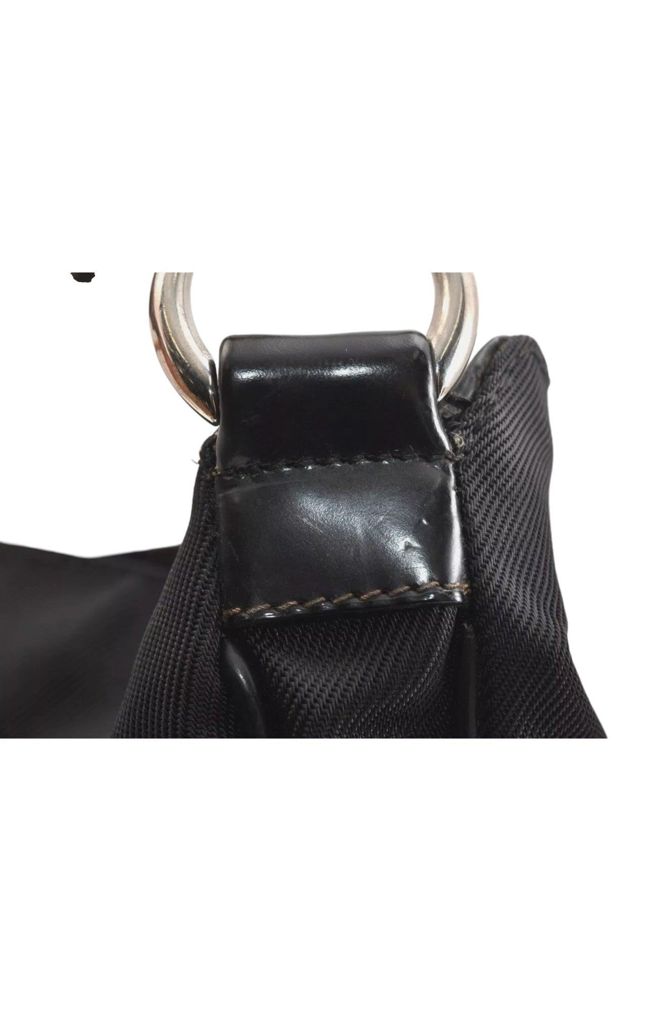 GUCCI Vintage Bamboo Shoulder Tote Bag Nylon Leather Black 7752K - Velora