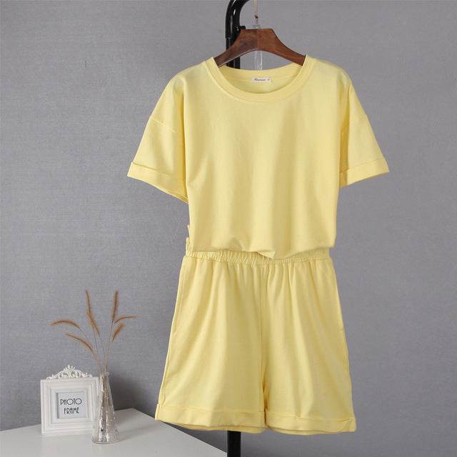 Hirsionsan Summer Cotton Sets Women Casual Two Pieces Short - Velora