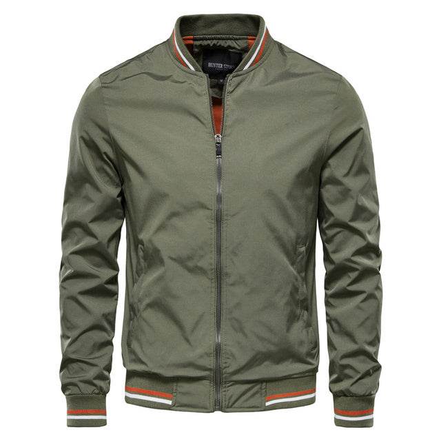 Men's Striped Zip-up Jacket With Pockets Fashion Casual Outerwear Sports Baseball Clothing Spring And Fall - Velora