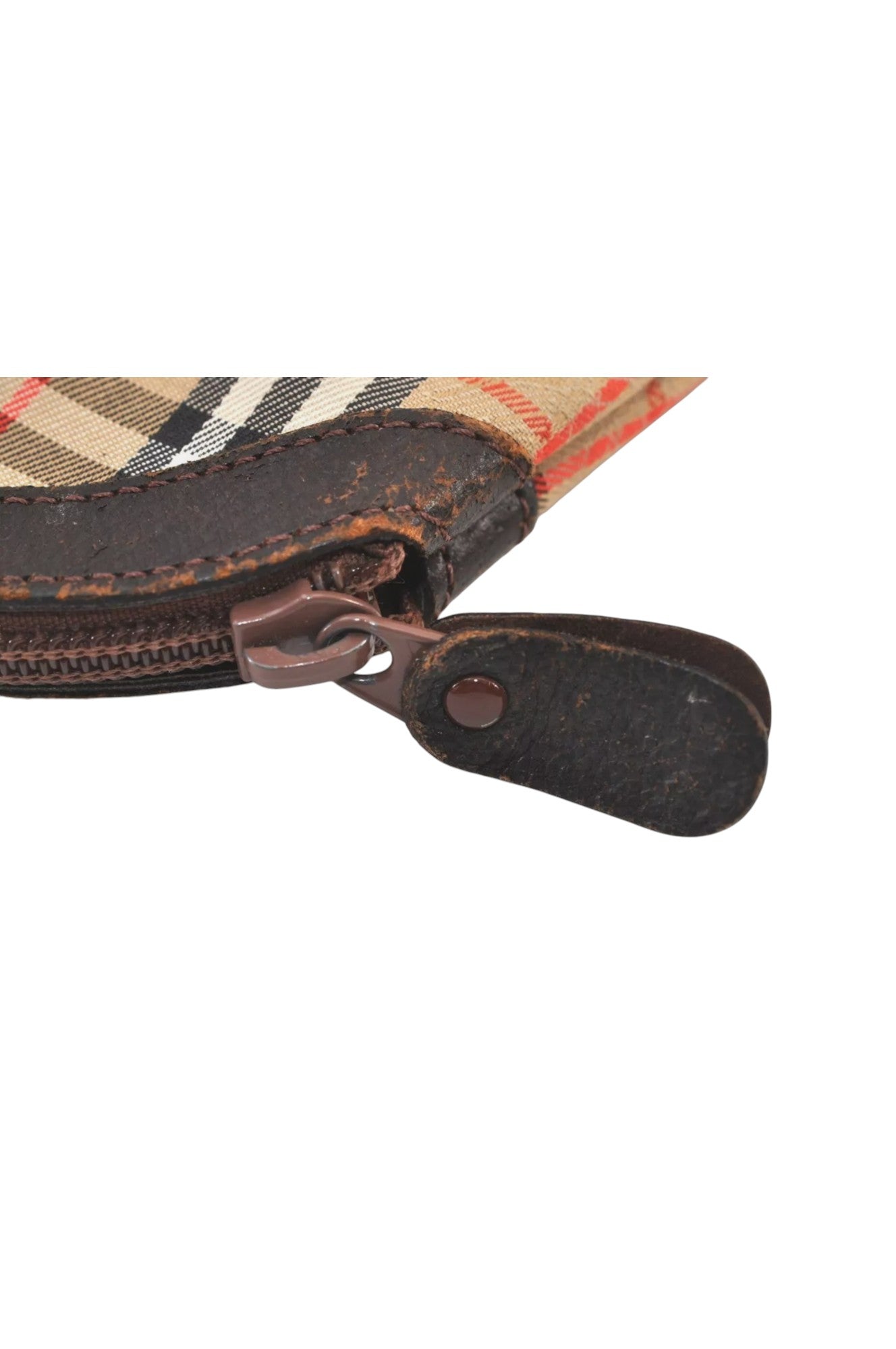 Authentic Burberrys Nova Check Clutch Hand Bag Patter Canvas Leather Beige 5510L - Velora