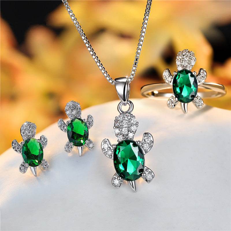 Fashion Oval Zircon Pendant Turtle Shape Necklaces With Rainbow Stone Multicolor Animal Necklace Jewelry For Woman And Children - Velora