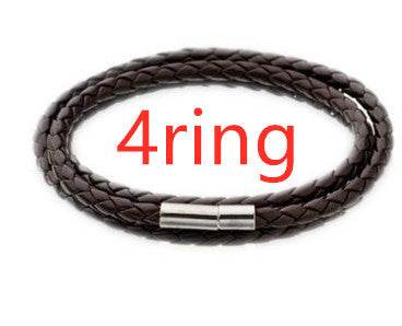Personalized Mens Braided Genuine Leather Bracelet Stainless Steel Custom Beads Name Charm Bracelet For Men With Family Names - Velora