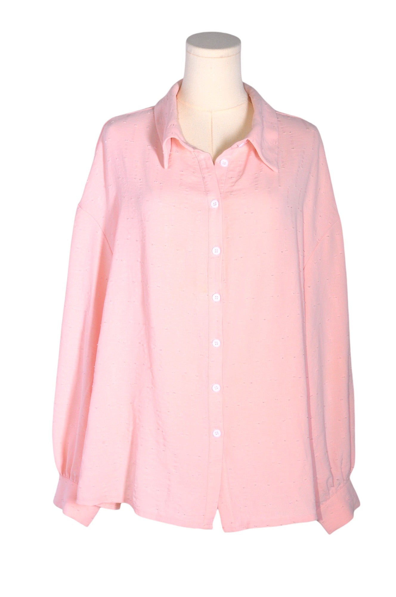 SHEIN Women Button Down Tops Regular fit in Pink - 2XL - Velora