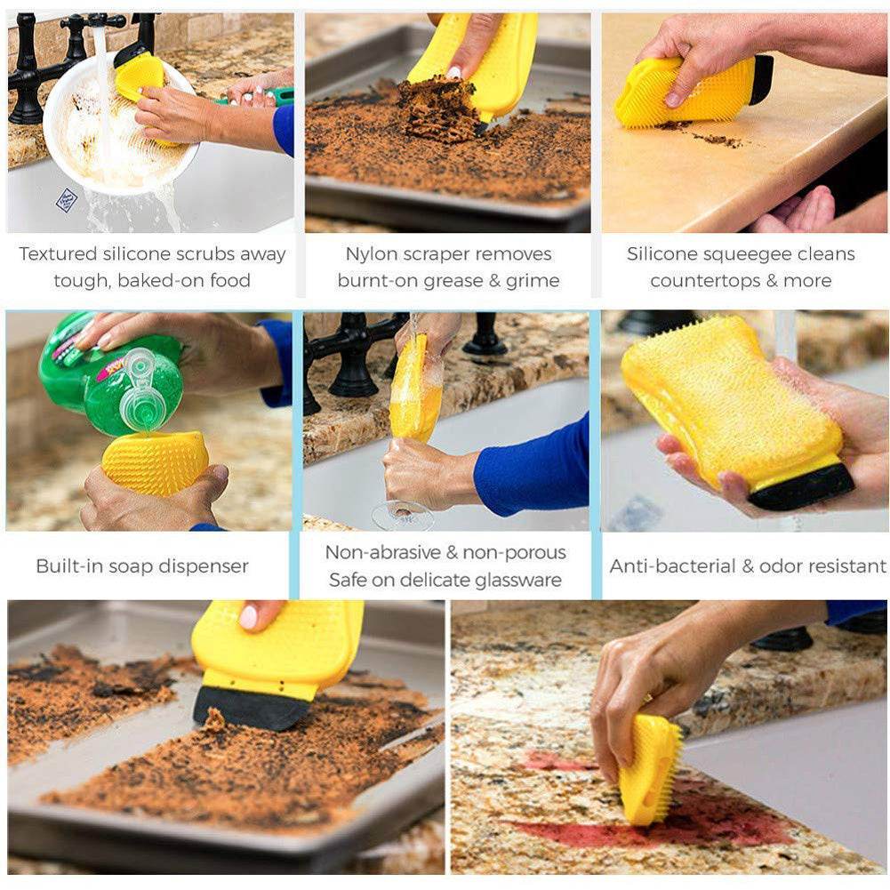 3-in-1 Sponge Hero Kitchen Scrub, Scrapes and Squeegees - Velora